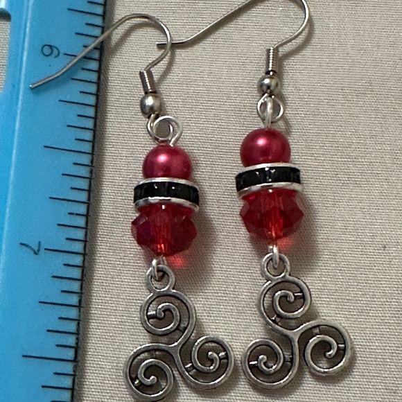 2/$15 Handmade – NWOT – stainless steel, red, black and silver charm earrings - Picture 3 of 4